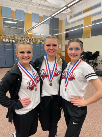 Camdyn Marker placed 3rd; Rylee Bingham placed 2nd; and Alexis Hill placed 1st in the drill down.