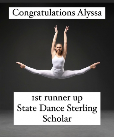 Alyssa Walker is 1st runner up for state dance Sterling Scholar.