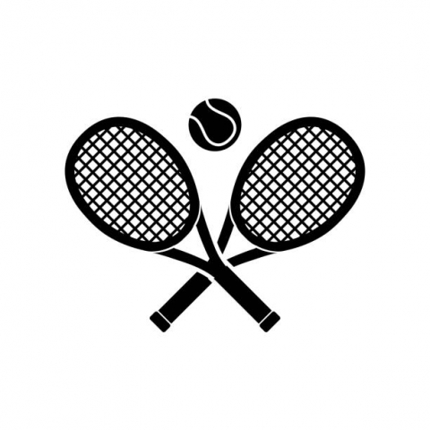 Graphic of two tennis rackets and a tennis ball.