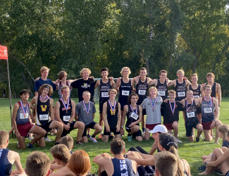 The cross country boys varsity top 20 finishers.