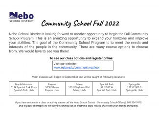 Community School Fall 2022 Flier