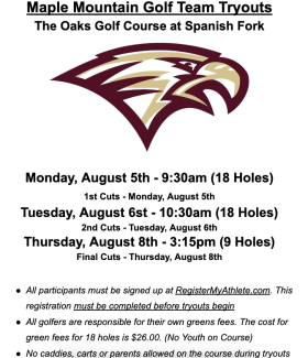 Maple Mountain Golf Team Tryouts